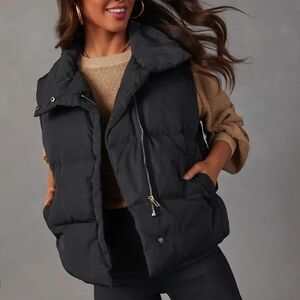 New Vici ANNA Black Quilted Asymmetric Puffer Vest M Vicidolls NWOT